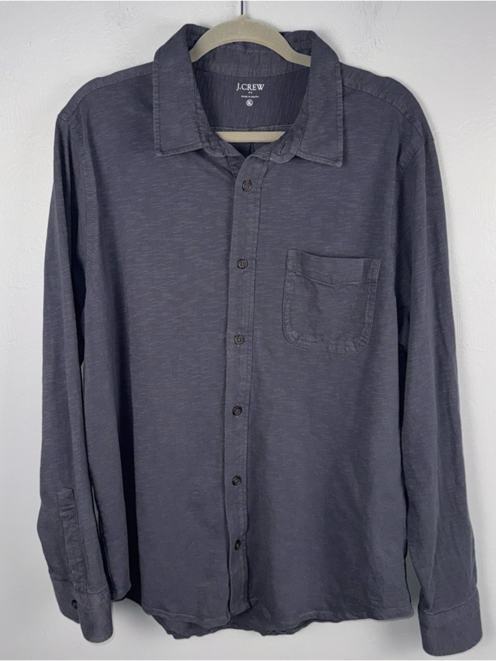 J Crew Shirt Men's XL Storm Blue Gray Cotton Jersey Breathable Preppy